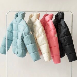 Noize Pink Puffer Jacket with Hood and Cropped Fit